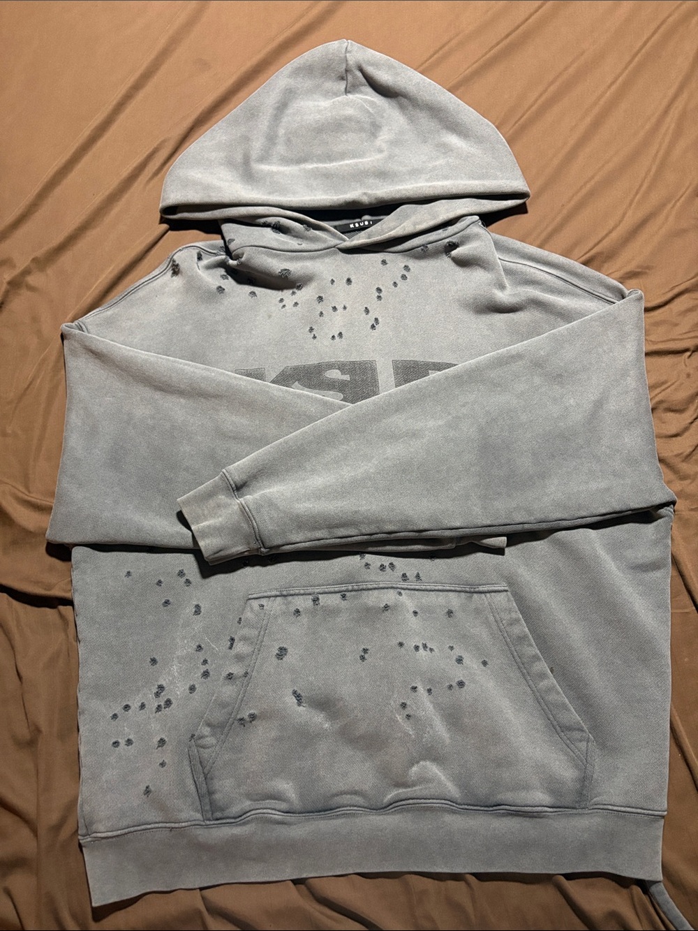 Ksubi Gray Distressed Pullover Hoodie